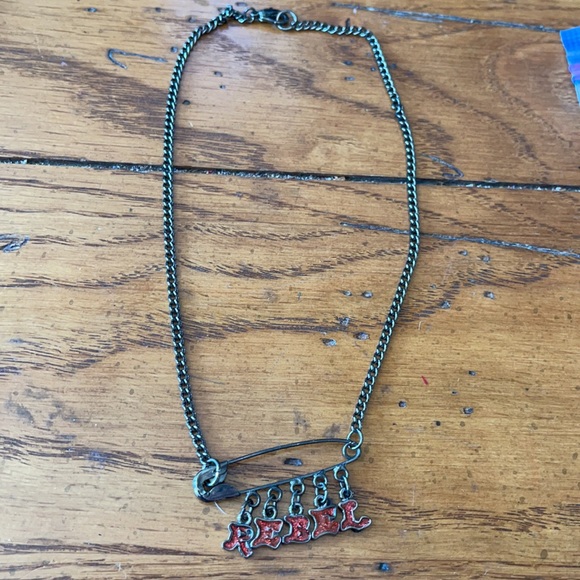 “REBEL” Necklace - red letters on a Safety Pin - FUN, SASSY & BADASSY - Picture 12 of 12